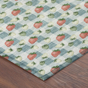 8x10 Teal Silver Floral Polyester Area Rug Stain Resistant for Patio or Living Room