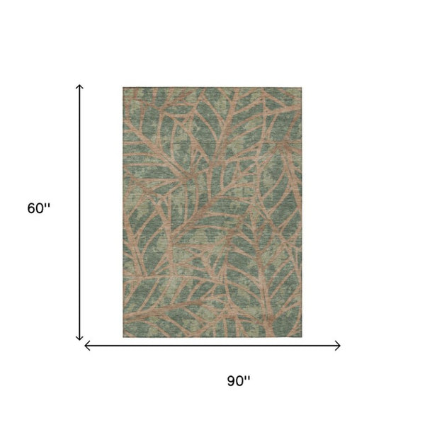 5x8 Floral Polyester Area Rug Washable Stain Resistant Indoor Outdoor Patio Living