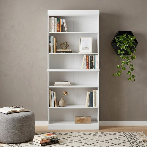 72 Inch Solid Wood Six Shelf Adjustable Bookcase for Home Office Library or Living Room