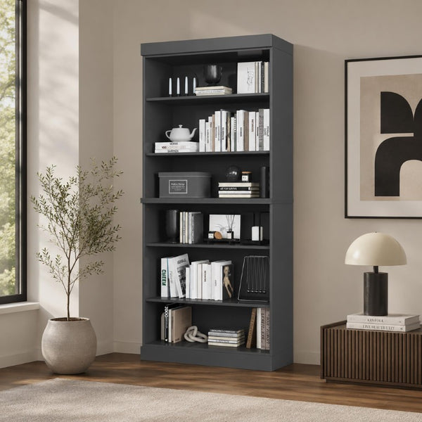 72 Inch Solid Wood Six Shelf Adjustable Bookcase for Home Office Library or Living Room