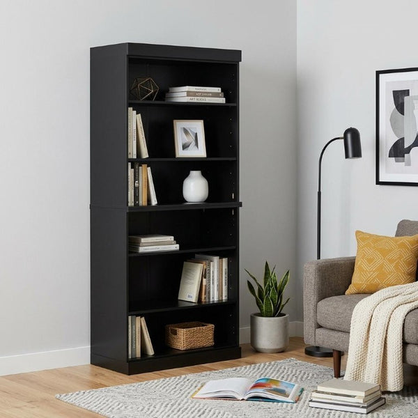 72 Inch Solid Wood Six Shelf Adjustable Bookcase for Home Office Library or Living Room