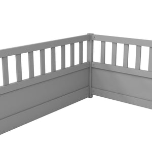 English Elm Full Montessori Floor Bed Frame For Kids - Secure, Low-Profile Design In Gray For Safe Play & Sleep W1858P164934