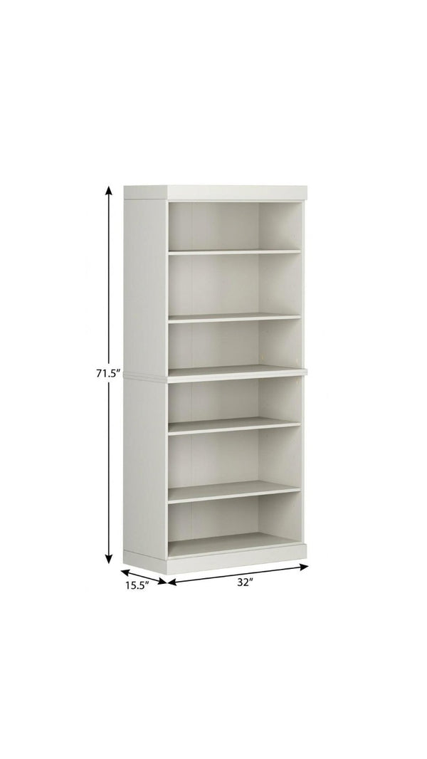 72 Inch Solid Wood Six Shelf Adjustable Bookcase for Home Office Library or Living Room
