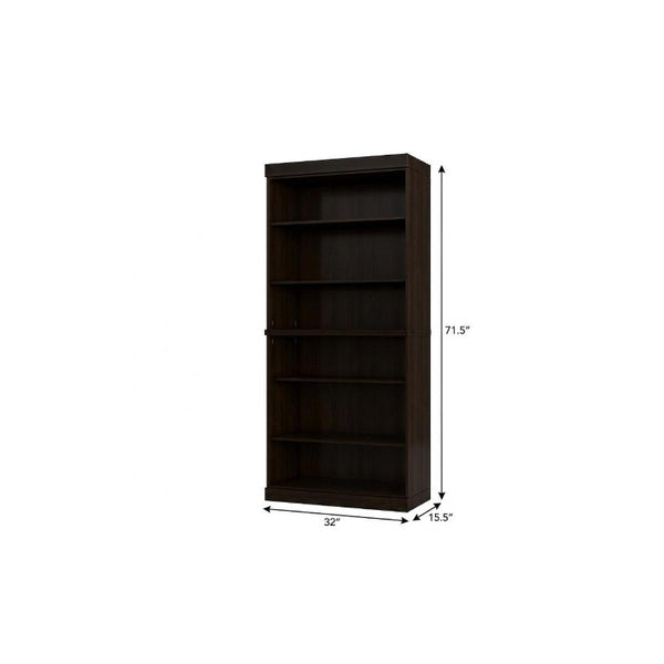 72 Inch Solid Wood Six Shelf Adjustable Bookcase for Home Office Library or Living Room