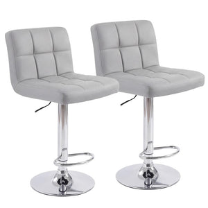 HomeRoots Set of Two Adjustable Swivel Barstools in Faux Leather with Sleek Steel Frame 745414