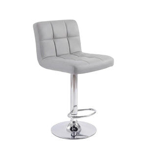Set of Two Adjustable Swivel Barstools in Faux Leather with Sleek Steel Frame