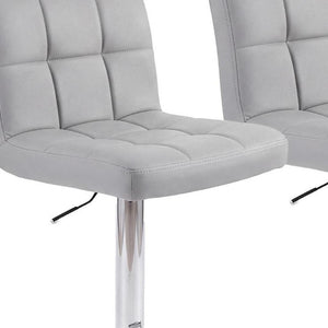 Set of Two Adjustable Swivel Barstools in Faux Leather with Sleek Steel Frame