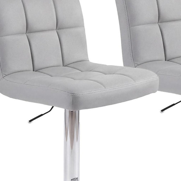 Set of Two Adjustable Swivel Barstools in Faux Leather with Sleek Steel Frame