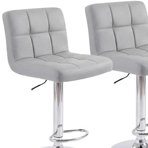 Set of Two Adjustable Swivel Barstools in Faux Leather with Sleek Steel Frame