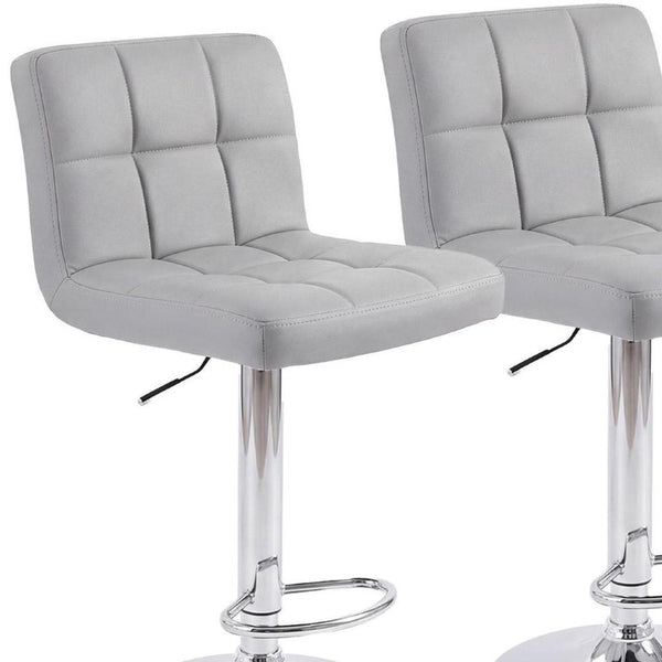 Set of Two Adjustable Swivel Barstools in Faux Leather with Sleek Steel Frame