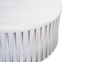 40 Inch Solid Wood Round Drum Coffee Table Modern Living Room Center Piece