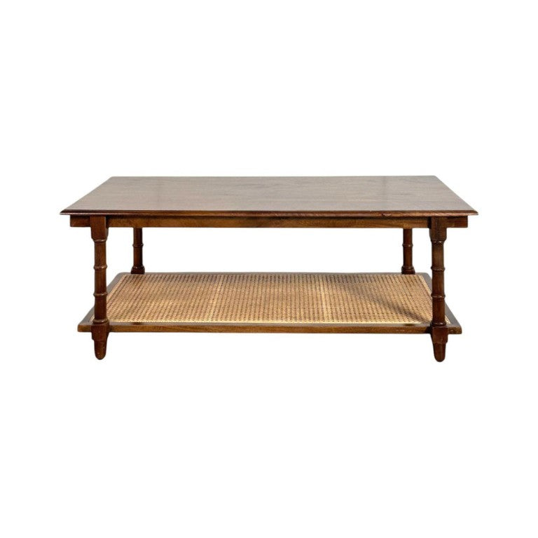 HomeRoots 42 Inch Solid Wood Rattan Coffee Table Bohemian Living Room Accent Furniture 745444