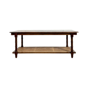 42 Inch Solid Wood Rattan Coffee Table Bohemian Living Room Accent Furniture