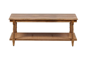 HomeRoots 42 Inch Solid Wood Rattan Coffee Table for Boho Living Room Decor and Style 745445