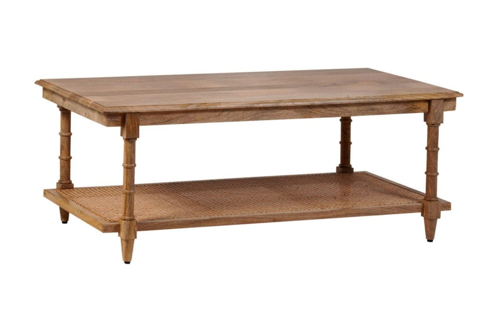 HomeRoots 42 Inch Solid Wood Rattan Coffee Table for Boho Living Room Decor and Style 745445