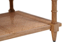 42 Inch Solid Wood Rattan Coffee Table for Boho Living Room Decor and Style