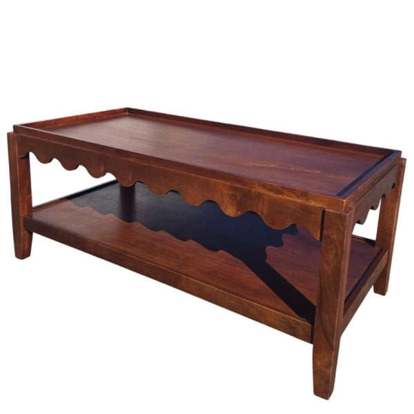 48 Inch Solid Wood Coffee Table in Rich Chestnut Finish for Living Room Decor