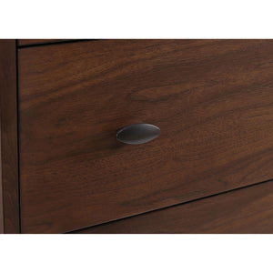 English Elm Roxbury Retro-Modern Dark Walnut 4-Piece Queen Bedroom Set with Tufted Dark Grey Headboard Elegance B062S00899