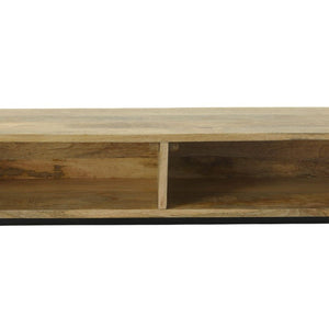 42 Inch Solid Wood Iron Entryway Console Table with Lower Shelf for Living Room