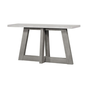 57 Inch Trestle Console Solid Wood and Concrete Finish Entryway Accent Table