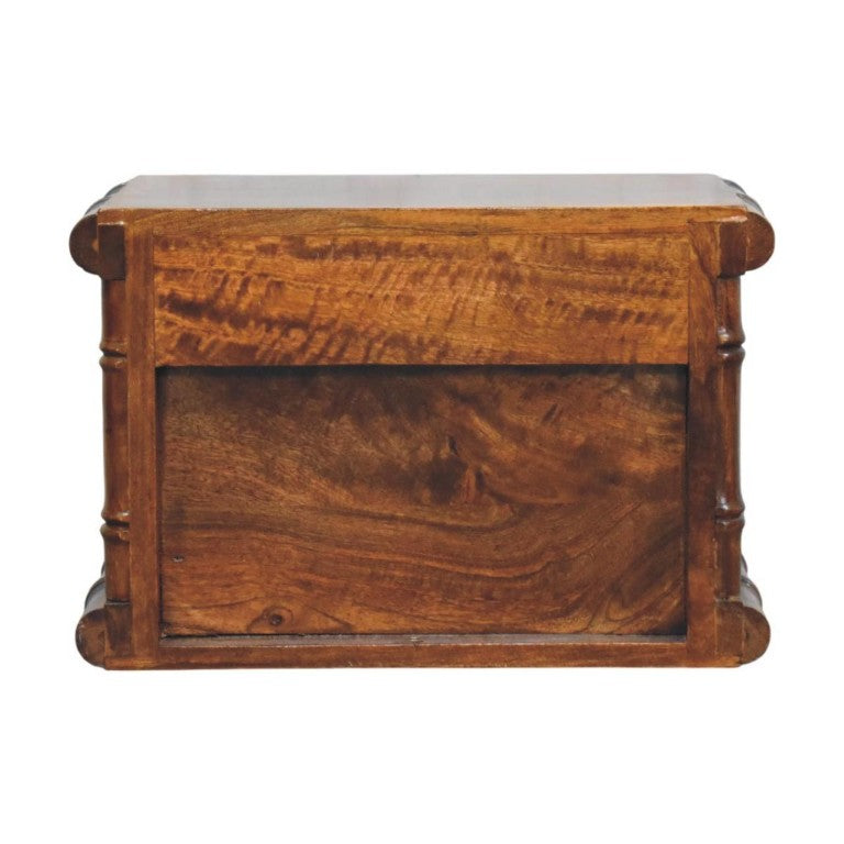 HomeRoots 17 Inch Solid Wood Floating Nightstand with Spindle Detail and Single Storage Drawer 745541