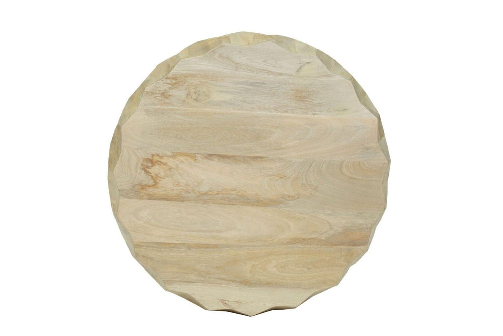 30 Inch Solid Wood Round Coffee Table Natural Finish Drum Base Living Room Accent