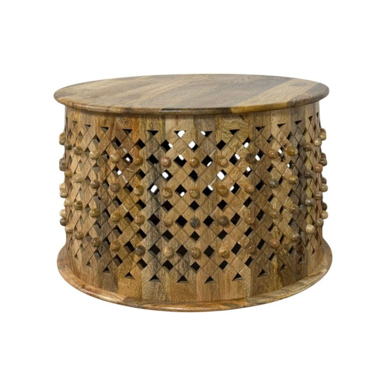 HomeRoots 30 Inch Solid Wood Round Coffee Table Natural Finish Living Room Center Piece 745562