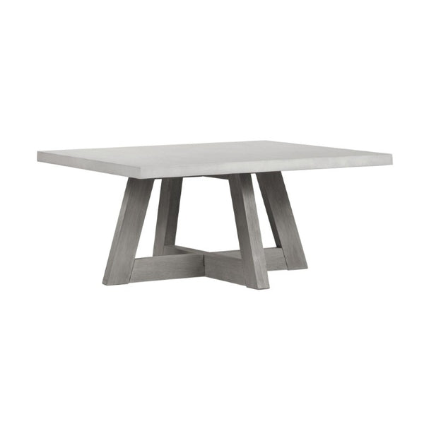 HomeRoots 40 Inch Gray Concrete Top Solid Wood Trestle Base Living Room Coffee Table 745575