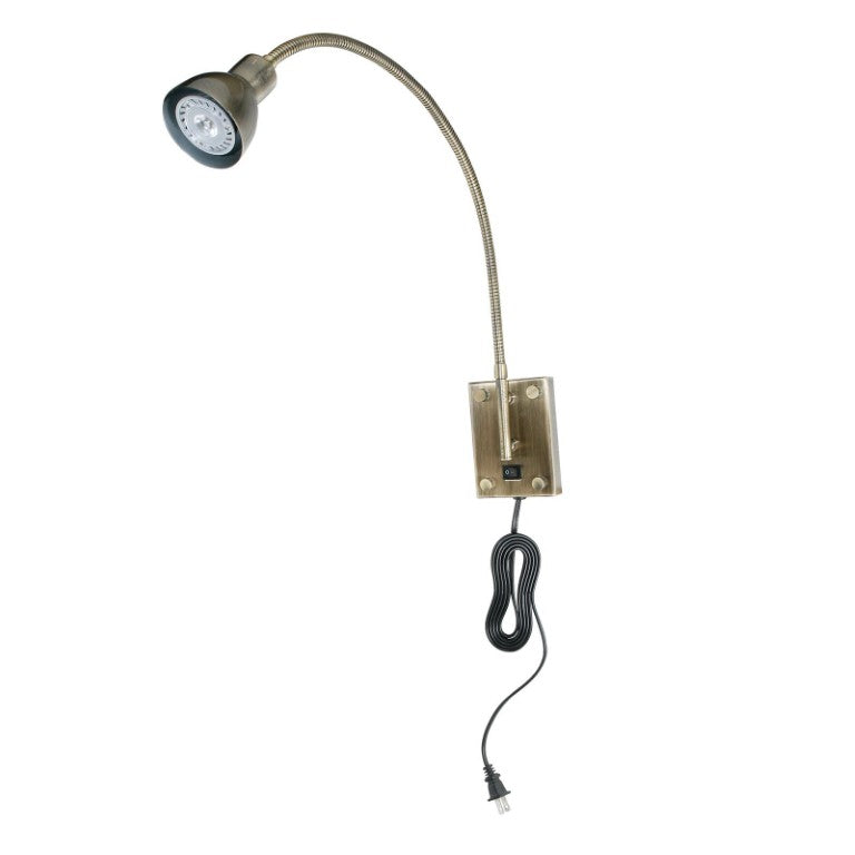 HomeRoots 30 Inch Antiqued Brass Metal Spotlight Sconce for Living Room or Hallway Walls 745576