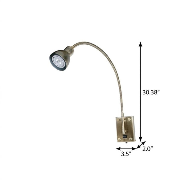 30 Inch Antiqued Brass Metal Spotlight Sconce for Living Room or Hallway Walls