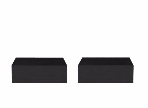 Set of Two Floating Wood Nightstands with Single Drawer for Modern Bedroom Wall Storage