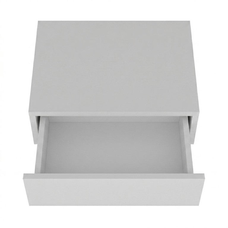 HomeRoots Set of Two Floating Wood Nightstands with Single Drawer for Modern Bedroom Wall Storage White 745582