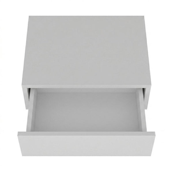 HomeRoots Set of Two Floating Wood Nightstands with Single Drawer for Modern Bedroom Wall Storage White 745582