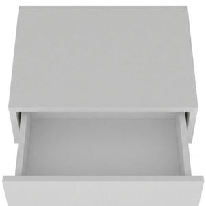 Set of Two Floating Wood Nightstands with Single Drawer for Modern Bedroom Wall Storage