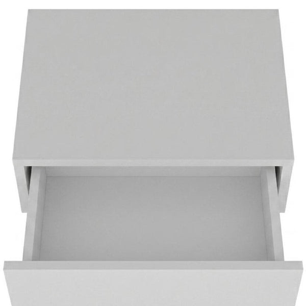 Set of Two Floating Wood Nightstands with Single Drawer for Modern Bedroom Wall Storage