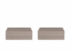 Set of Two Floating Wood Nightstands with Single Drawer for Modern Bedroom Wall Storage