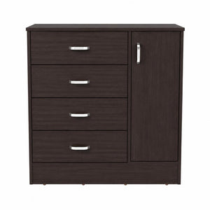 Set of Two Brown Wooden Four Drawer Combo Dressers for Bedroom Storage