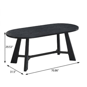 71 Inch Oval Wood Trestle Base Dining Table for Stylish Formal Gatherings Seating Six