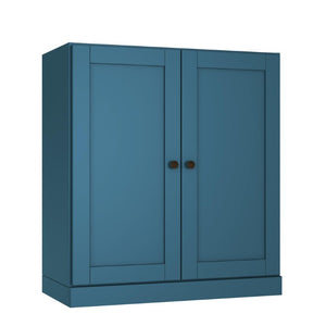 36 Inch Solid Wood Three Tier Adjustable Bookcase with Cabinet Doors for Home Library Storage
