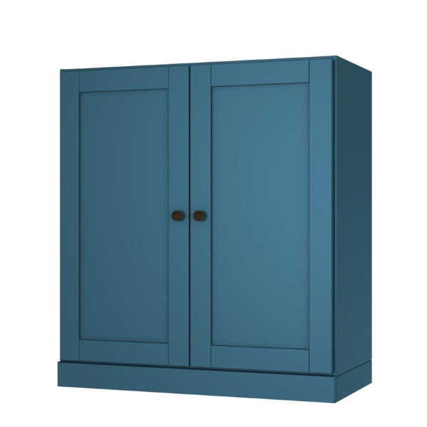 36 Inch Solid Wood Three Tier Adjustable Bookcase with Cabinet Doors for Home Library Storage
