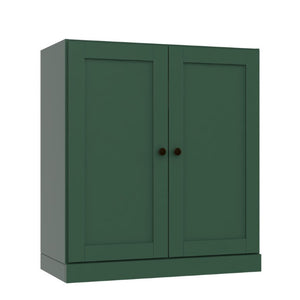 36 Inch Solid Wood Three Tier Adjustable Bookcase with Cabinet Doors for Home Library Storage