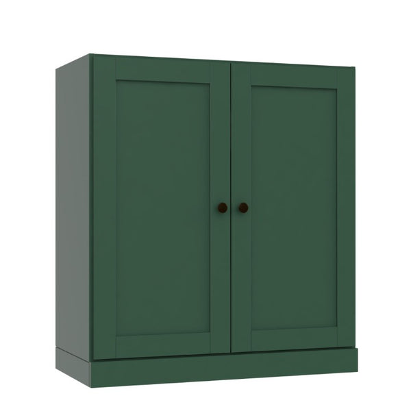 36 Inch Solid Wood Three Tier Adjustable Bookcase with Cabinet Doors for Home Library Storage