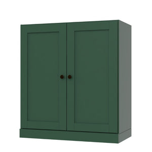 36 Inch Solid Wood Three Tier Adjustable Bookcase with Cabinet Doors for Home Library Storage