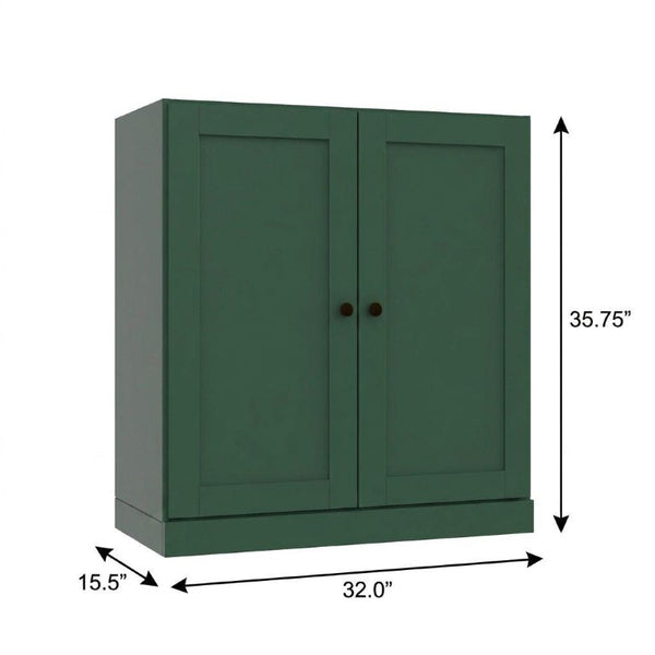 36 Inch Solid Wood Three Tier Adjustable Bookcase with Cabinet Doors for Home Library Storage