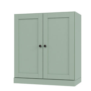 36 Inch Solid Wood Three Tier Adjustable Bookcase with Cabinet Doors for Home Library Storage