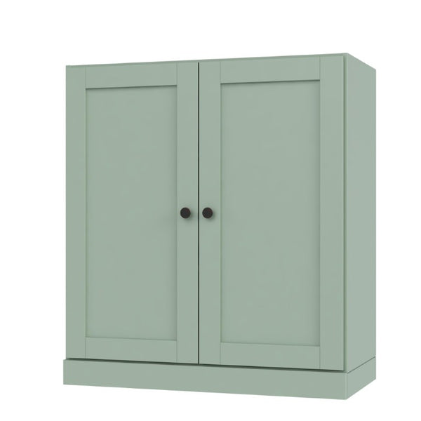 36 Inch Solid Wood Three Tier Adjustable Bookcase with Cabinet Doors for Home Library Storage