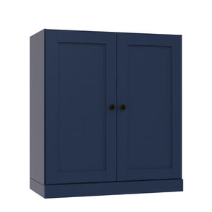 36 Inch Solid Wood Three Tier Adjustable Bookcase with Cabinet Doors for Home Library Storage