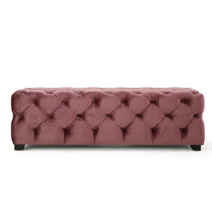 English Elm Ottoman Velvet Bench with Diamond Tufting for Modern Glam Living Room Seating 74561.00BLSH