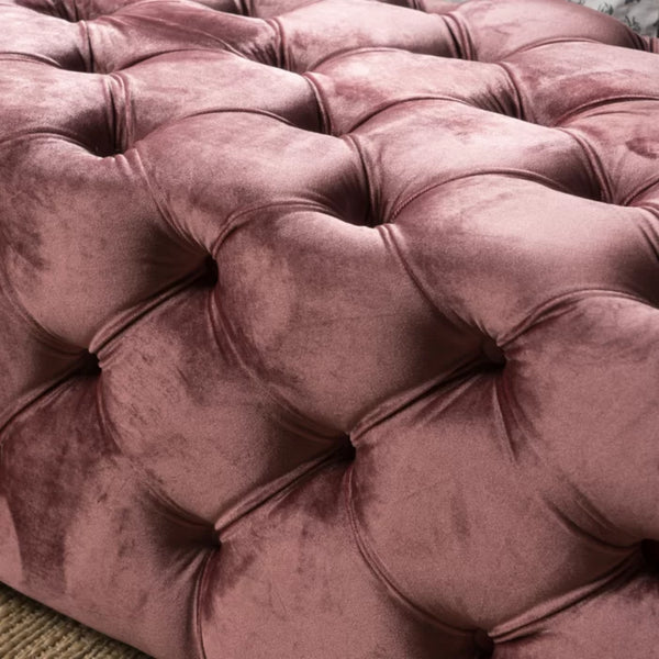 English Elm Ottoman Velvet Bench with Diamond Tufting for Modern Glam Living Room Seating 74561.00BLSH