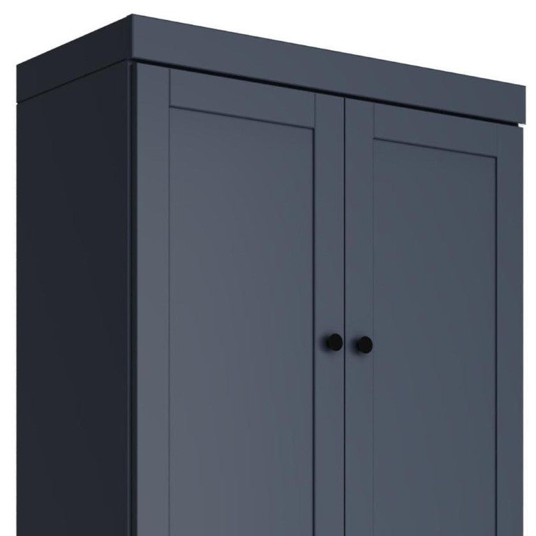 HomeRoots 72 Inch Solid Wood Six Shelf Bookcase with Four Cabinet Doors in French Blue 745617
